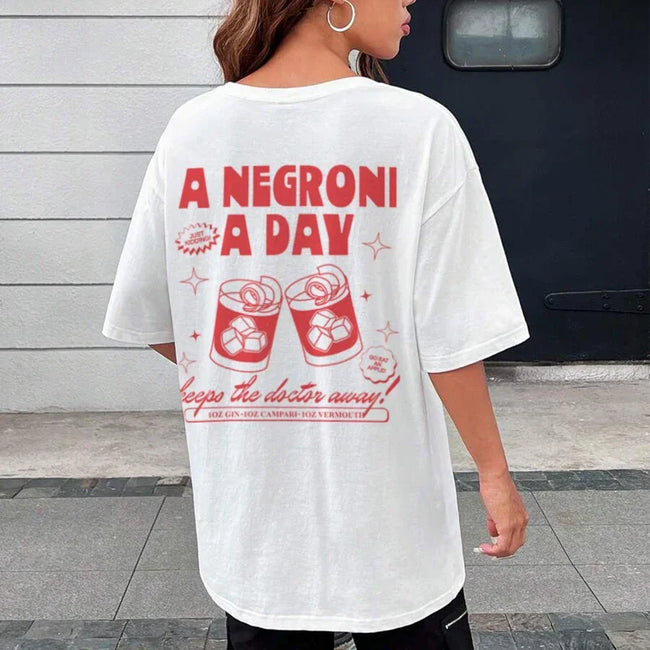 Negroni Summer Retro Cocktail T-shirt WHITE / S t-shirt-250223 Main image