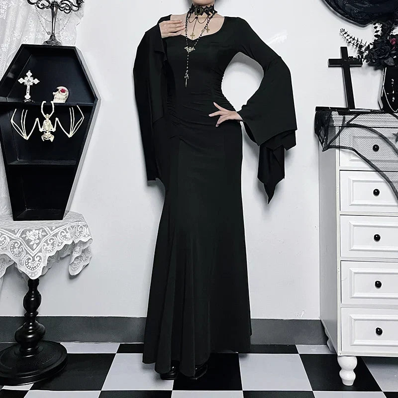 Slim Gothic Fall Daily Comfort Maxi Dress