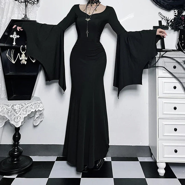 Slim Gothic Fall Daily Comfort Maxi Dress Black / XS Main image