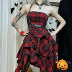 Tall Cut Lace Form-Fitting Mini Dress Red / S