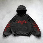 Distress Vintage Gothic Skull Hoodie black9 / S