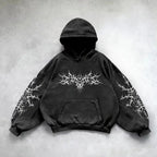 Distress Vintage Gothic Skull Hoodie black10 / S