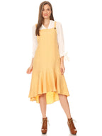 Polyester Ruffled Button-Detail Dress