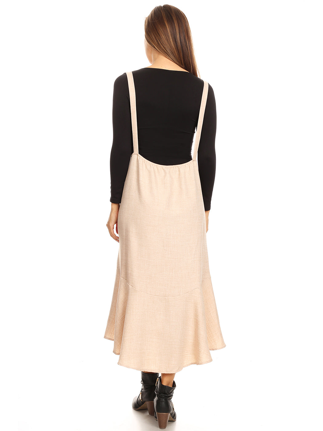 Polyester Ruffled Button-Detail Dress