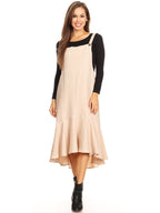 Polyester Ruffled Button-Detail Dress