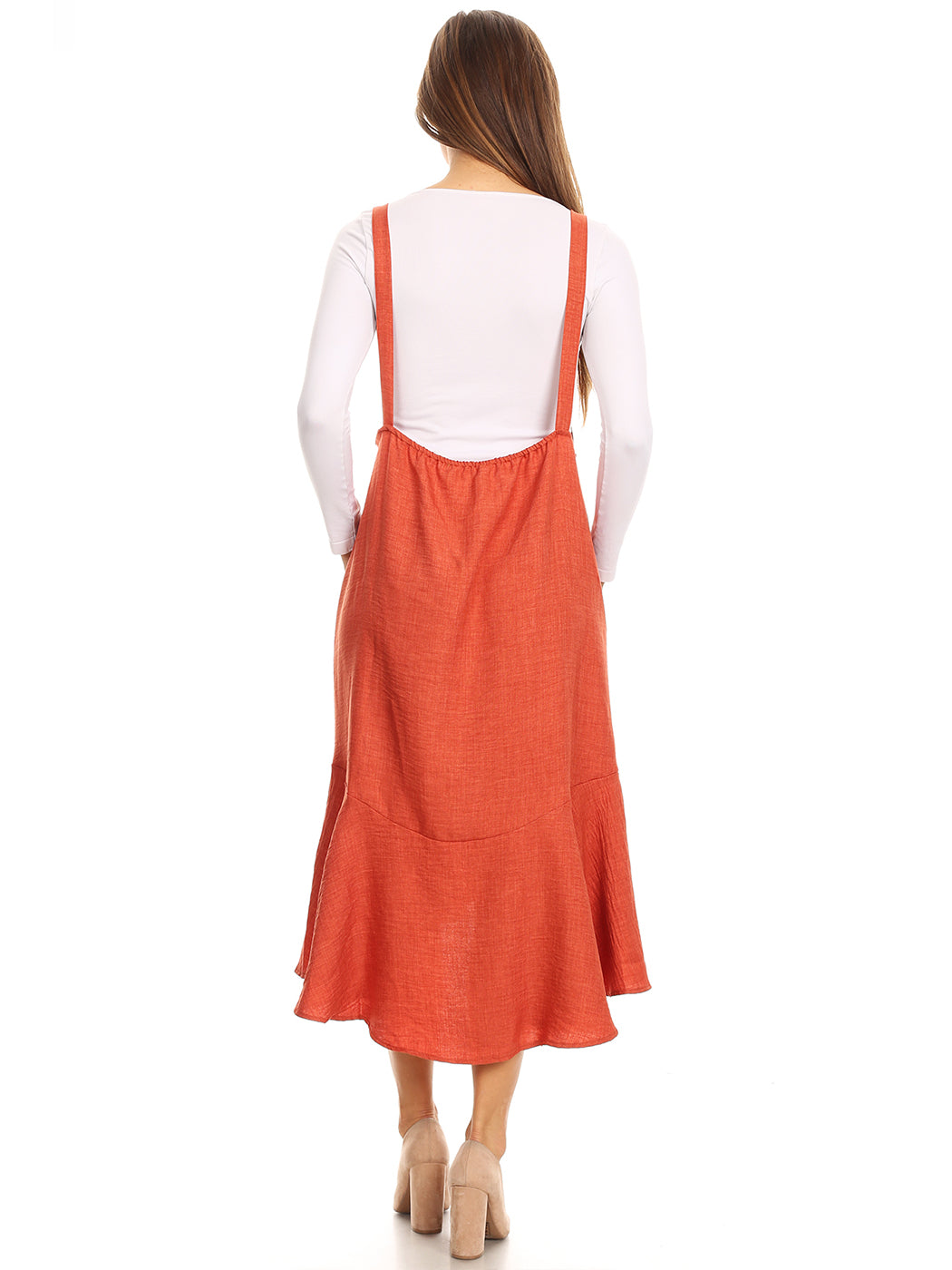 Polyester Ruffled Button-Detail Dress