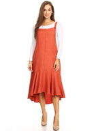Polyester Ruffled Button-Detail Dress