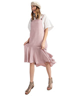 Polyester Ruffled Button-Detail Dress