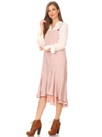 Polyester Ruffled Button-Detail Dress