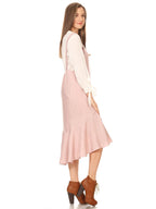 Polyester Ruffled Button-Detail Dress