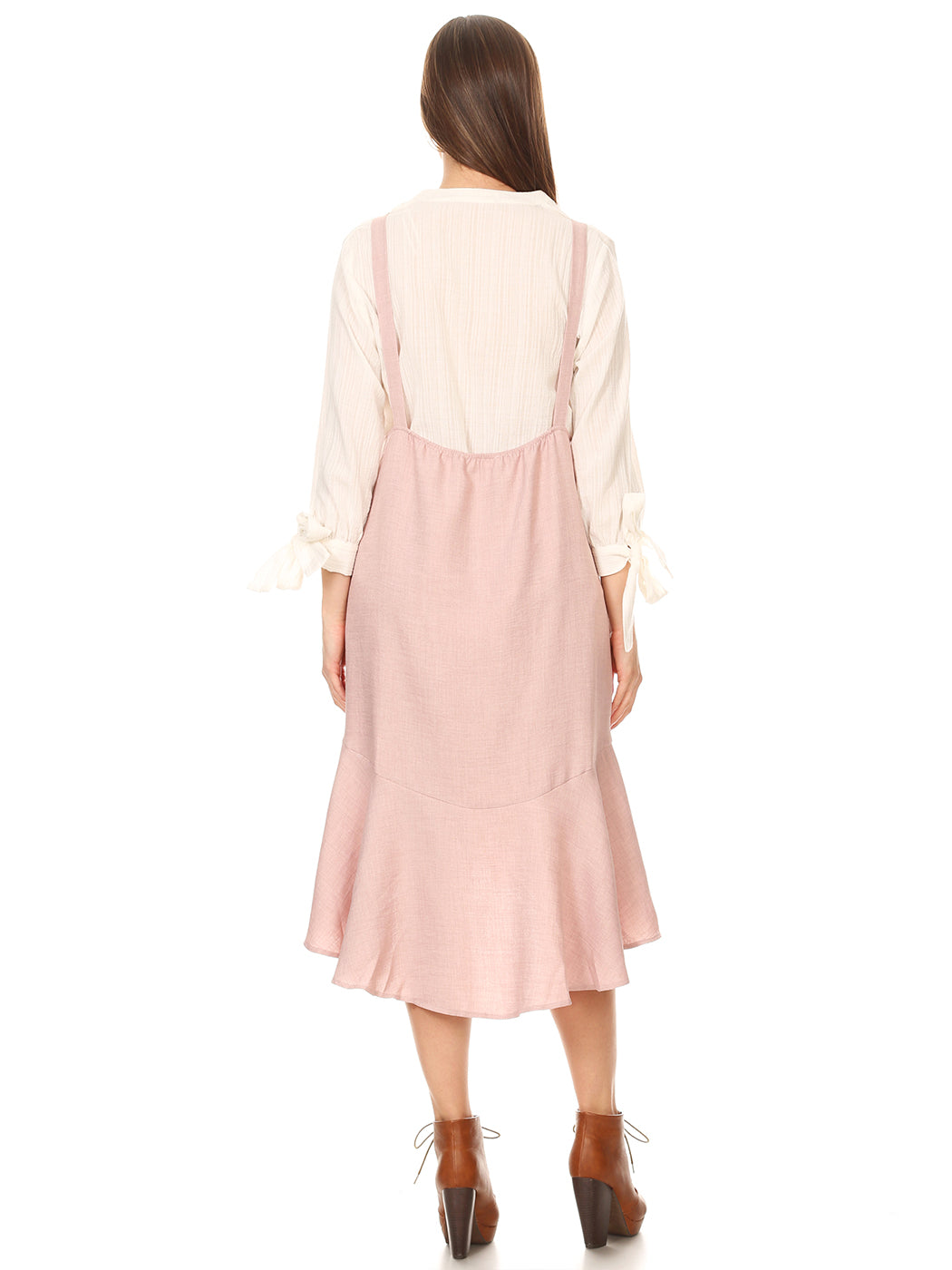 Polyester Ruffled Button-Detail Dress