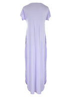 Short-Sleeve Cotton Maxi Dress with V-Neckline