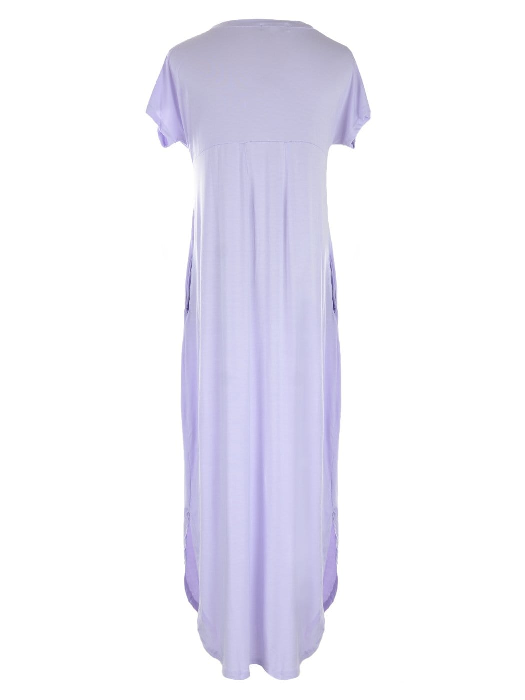 Short-Sleeve Cotton Maxi Dress with V-Neckline