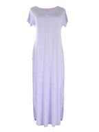 Short-Sleeve Cotton Maxi Dress with V-Neckline