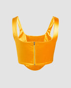 Stretch-Blend Polyester Corset-Style Cropped Top