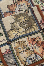 Cat-Motif Jacquard Jacket with Button Front