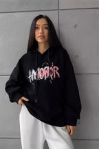 Lettered Cotton Hoodie with Oversized Fit