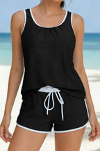 Relaxed-Fit Sporty Two-Piece Swim Set with Round Neckline