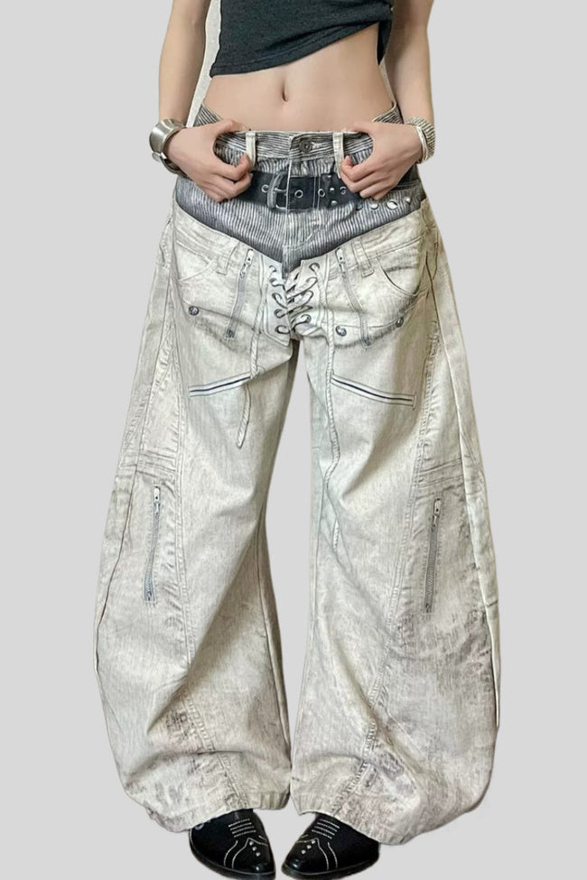 Digital-Print Straight-Leg Jeans with Low Waist Main image