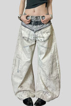 Digital-Print Straight-Leg Jeans with Low Waist