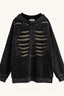Skull-Graphic Cotton Hoodie with Raglan Sleeves