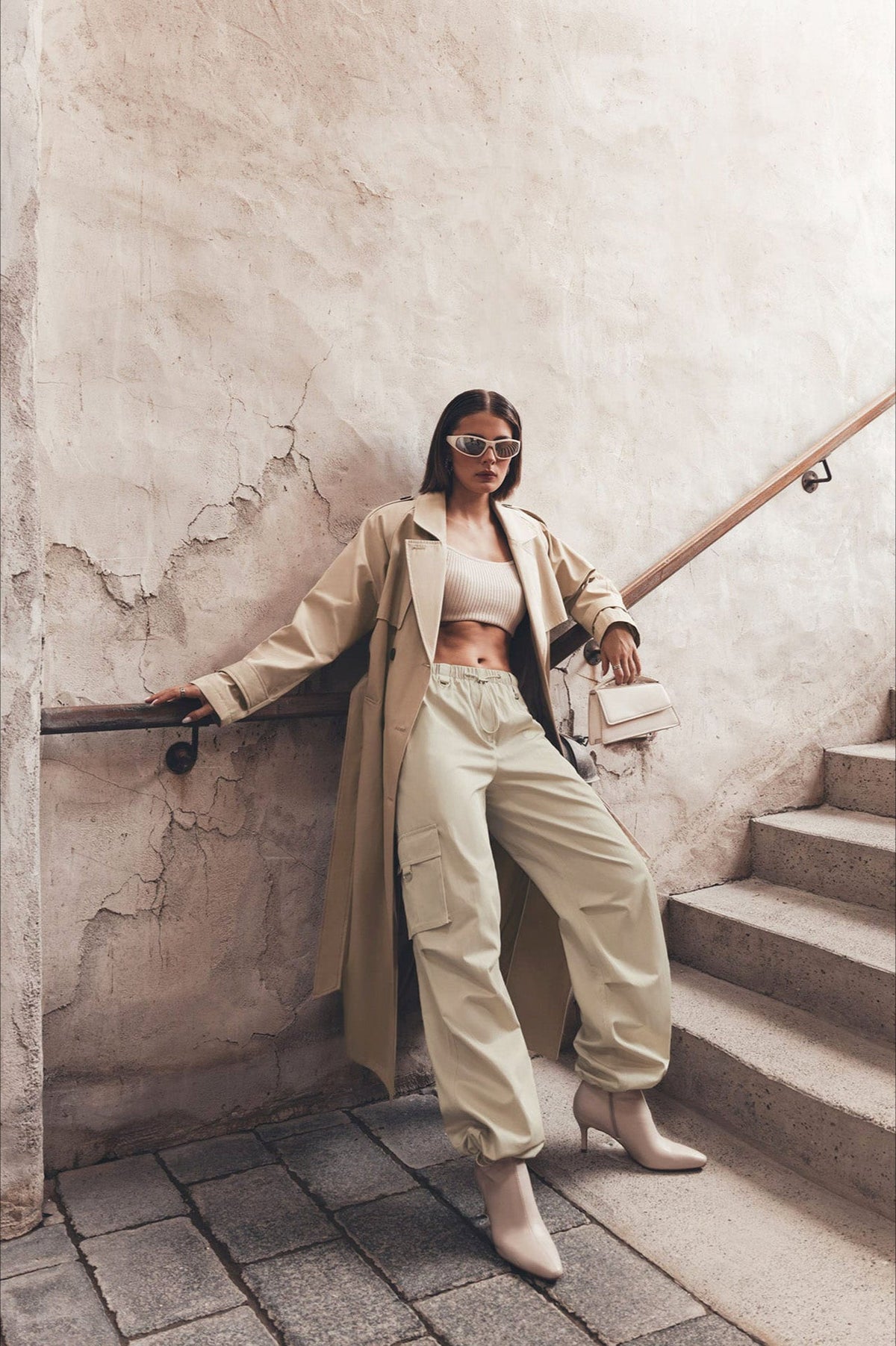 Drawstring Wide-Leg Pants with Cargo Styling