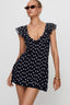Polka-Dot A-Line Mini Dress with Mesh Detailing