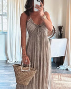 Polyester Twist-Detail Sleeveless Dress