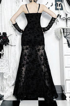 Gothic Maxi Gown with V-Neckline