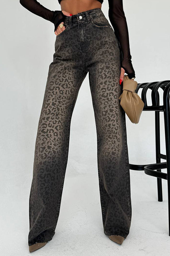 Leopard-Print Cotton High-Rise Straight-Leg Jeans Main image