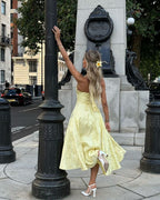 Halter Midi Dress with Sleeveless Cut