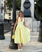 Halter Midi Dress with Sleeveless Cut
