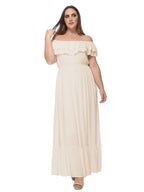 Off-Shoulder Cotton Dress with Ruffle Details