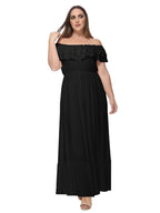 Off-Shoulder Cotton Dress with Ruffle Details