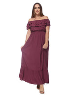 Off-Shoulder Cotton Dress with Ruffle Details