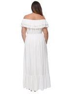 Off-Shoulder Cotton Dress with Ruffle Details