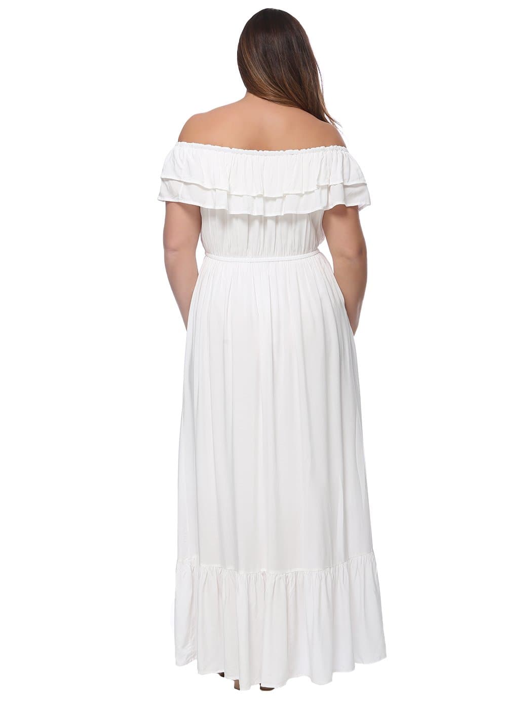 Off-Shoulder Cotton Dress with Ruffle Details
