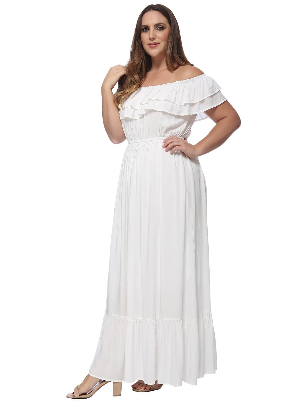 Off-Shoulder Cotton Dress with Ruffle Details