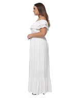 Off-Shoulder Cotton Dress with Ruffle Details