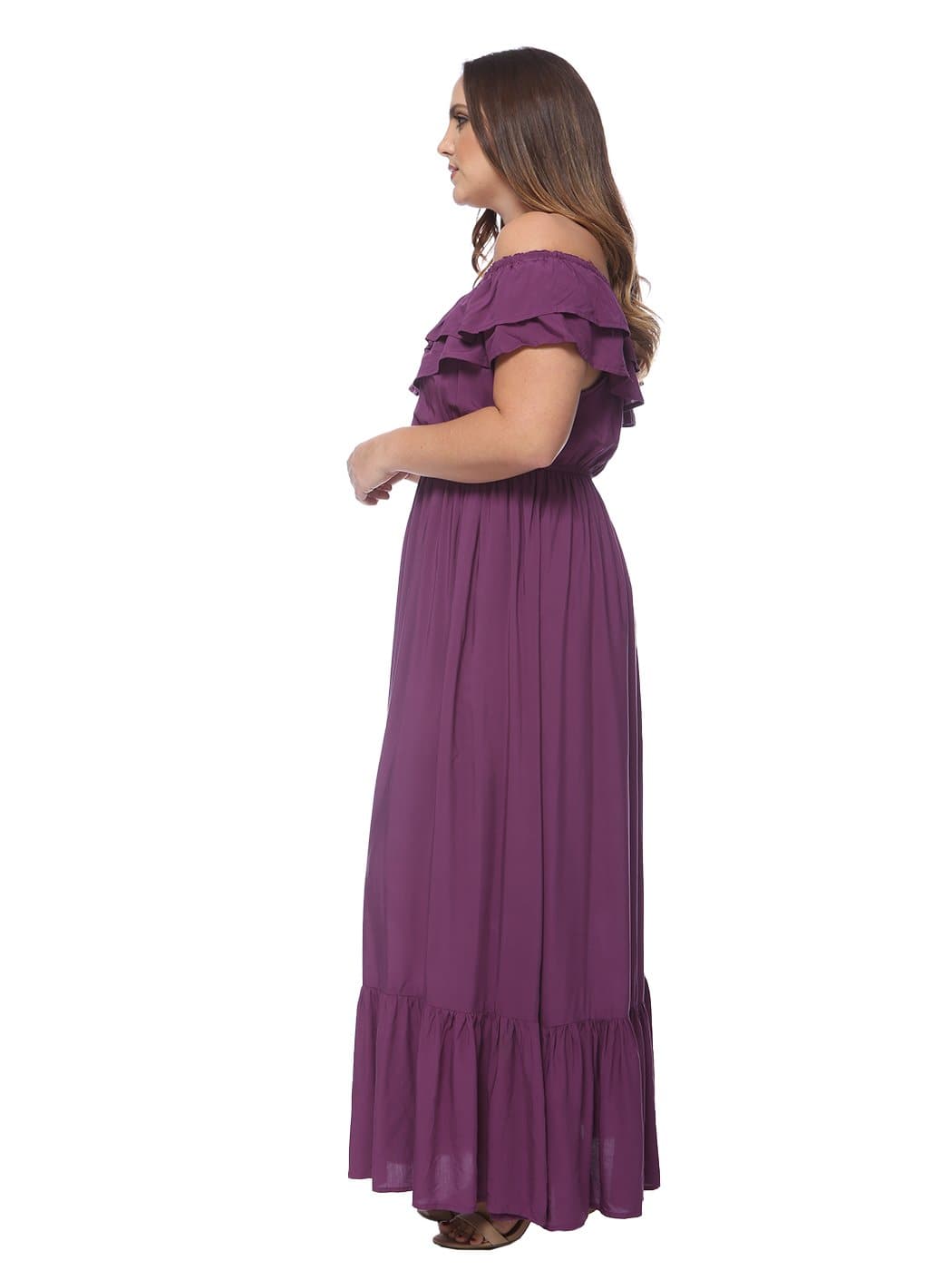 Off-Shoulder Cotton Dress with Ruffle Details