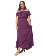 Off-Shoulder Cotton Dress with Ruffle Details
