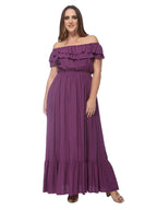 Off-Shoulder Cotton Dress with Ruffle Details
