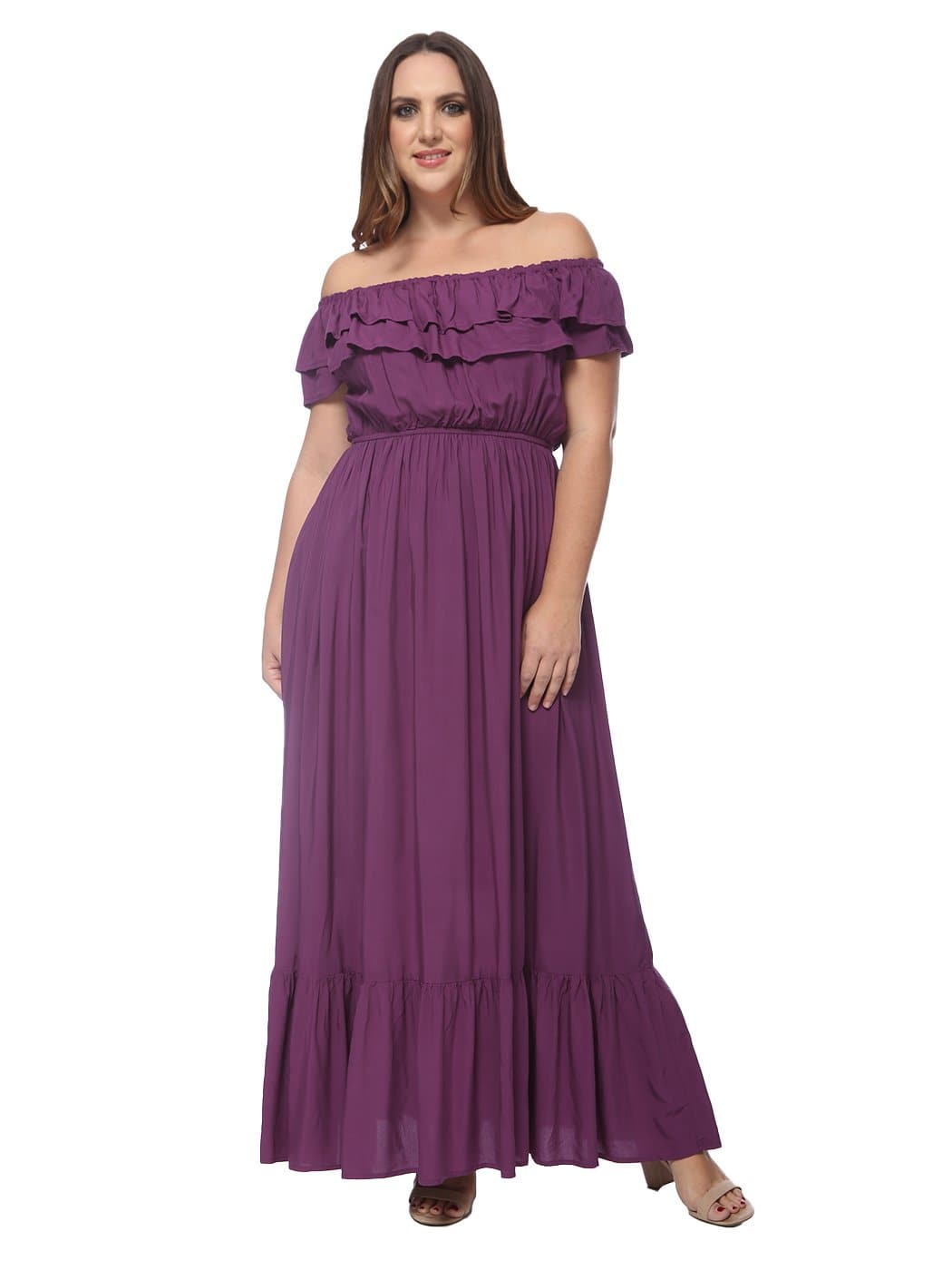 Off-Shoulder Cotton Dress with Ruffle Details