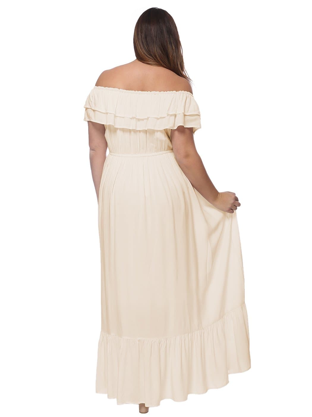 Off-Shoulder Cotton Dress with Ruffle Details
