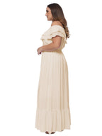 Off-Shoulder Cotton Dress with Ruffle Details
