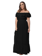 Off-Shoulder Cotton Dress with Ruffle Details