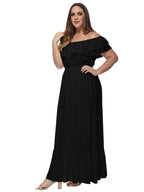 Off-Shoulder Cotton Dress with Ruffle Details