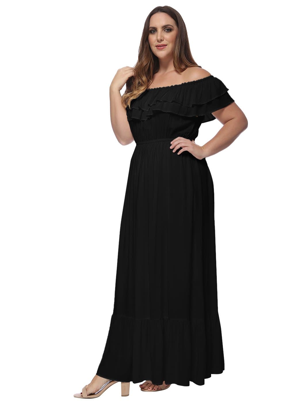 Off-Shoulder Cotton Dress with Ruffle Details