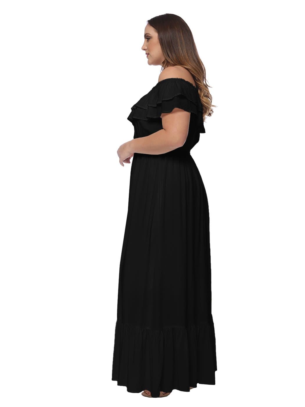 Off-Shoulder Cotton Dress with Ruffle Details