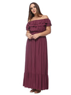 Off-Shoulder Cotton Dress with Ruffle Details
